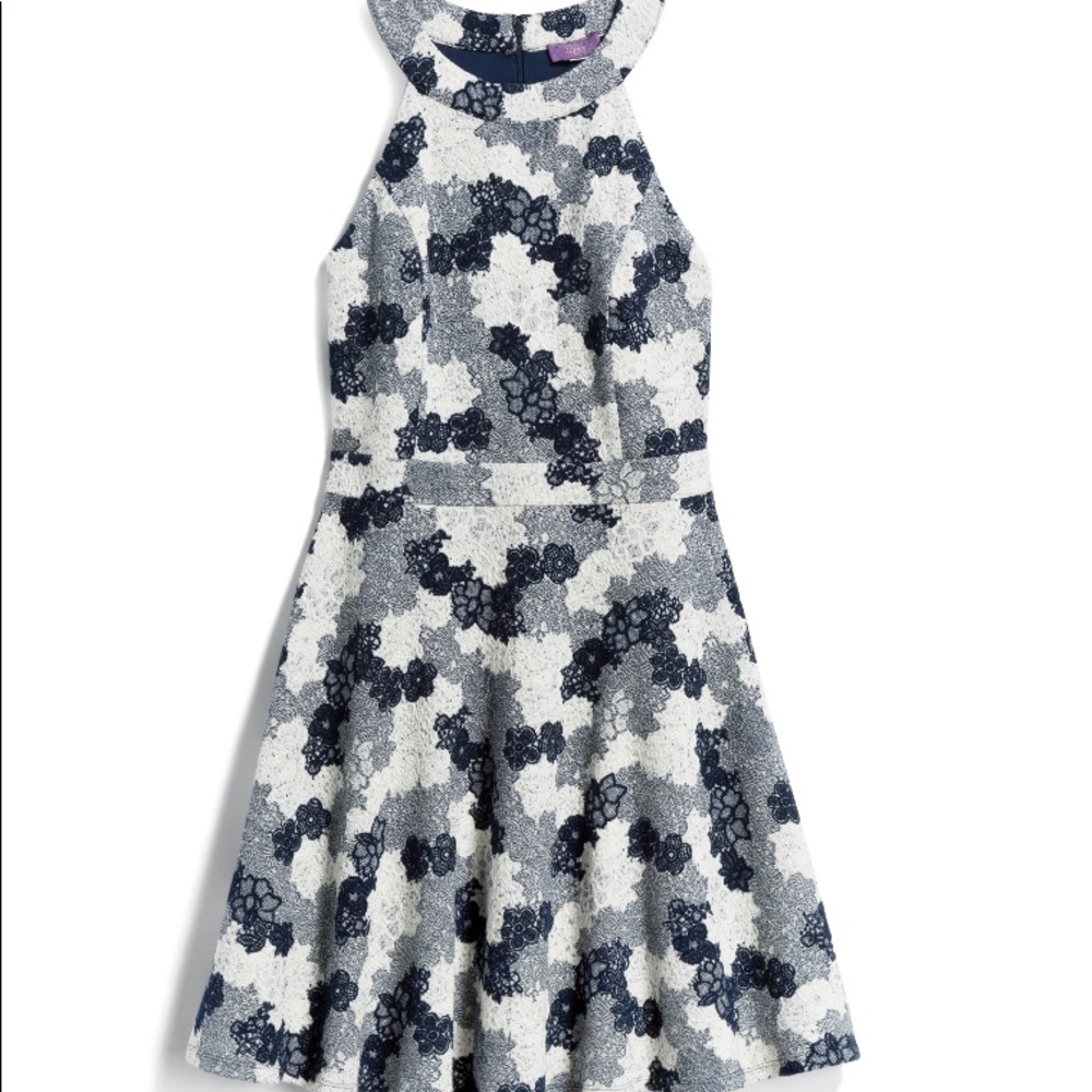 Black and White Lace Halter Dress